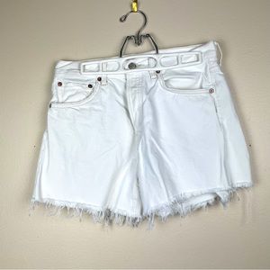 AGOLDE Parker White Jean Shorts Size 27 Raw Hem Button Fly